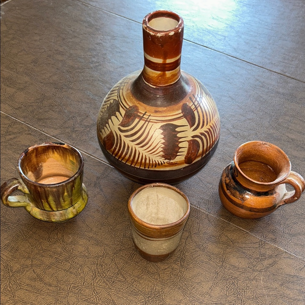 Handcrafted Ceramic Art Set with Earth Tones